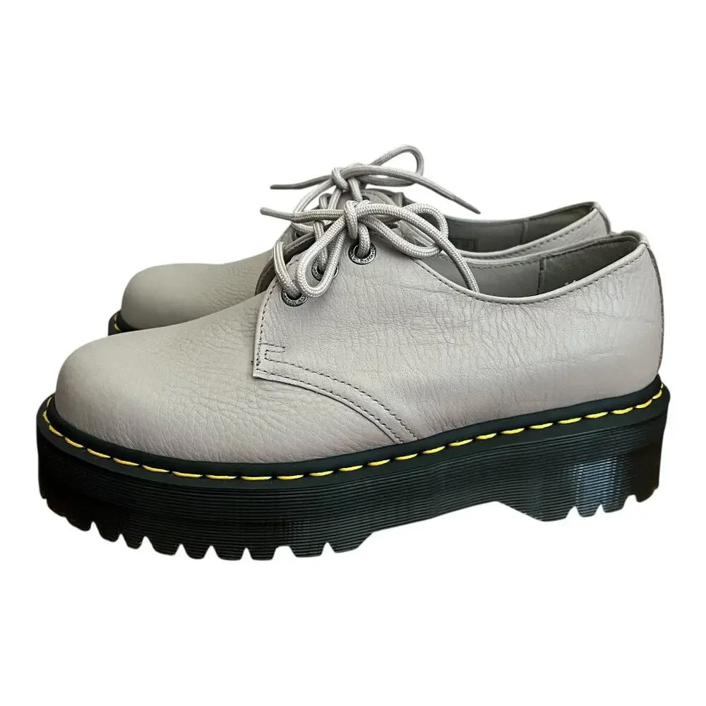 Dr. Martens 1461 Quad II Pisa Leather Platform Oxford Shoe Vintage Taupe Size 10